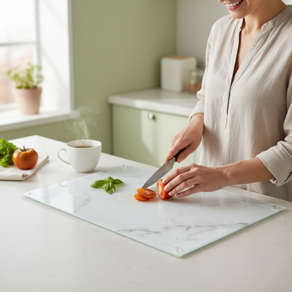 Chevola 2CHEFF – WHITE Marble Cutting Board